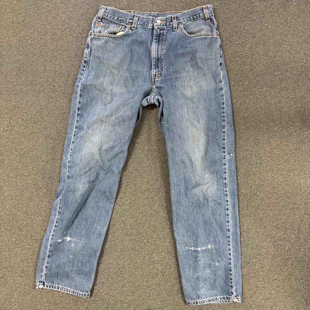 90s Levis 550 Relaxed Fit Jeans Mens 36x32 Blue Good Distressed Made in USA